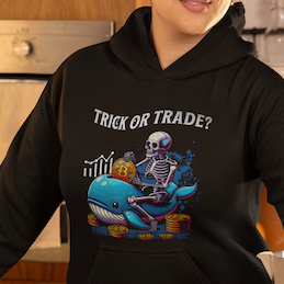 Crypto Halloween Trick or Trade Skeleton Whale Hoodie