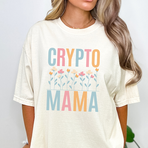 Crypto Mama Floral T-Shirt, Mother-to-be Gift, Maternity-Friendly Top