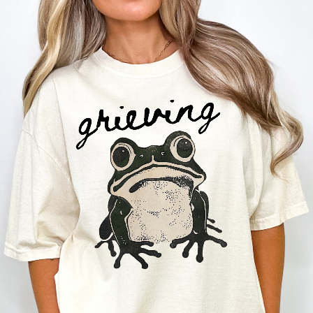 "Grieving" — Sad Frog Comfort Colors Tee