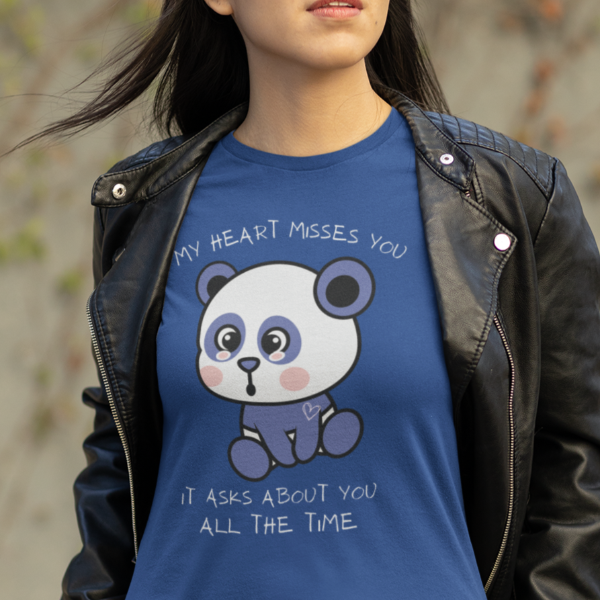 My Heart Misses You Adorable Bear Graphic Grief T-Shirt