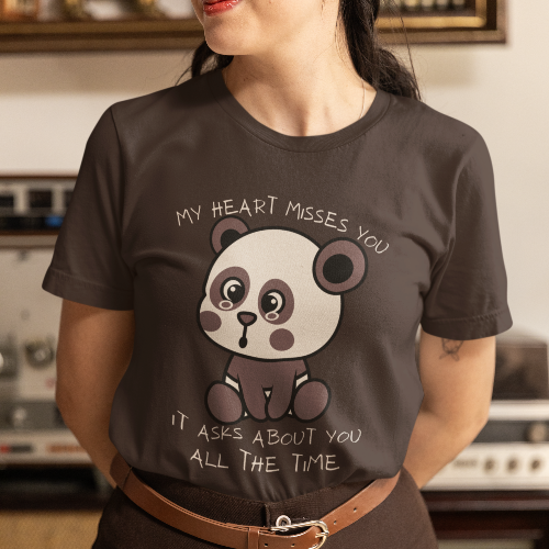 My Heart Misses You Adorable Bear Graphic Grief T-Shirt