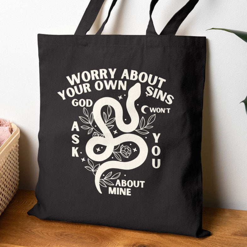 Worry About Your Own Sins Cotton Canvas Bag