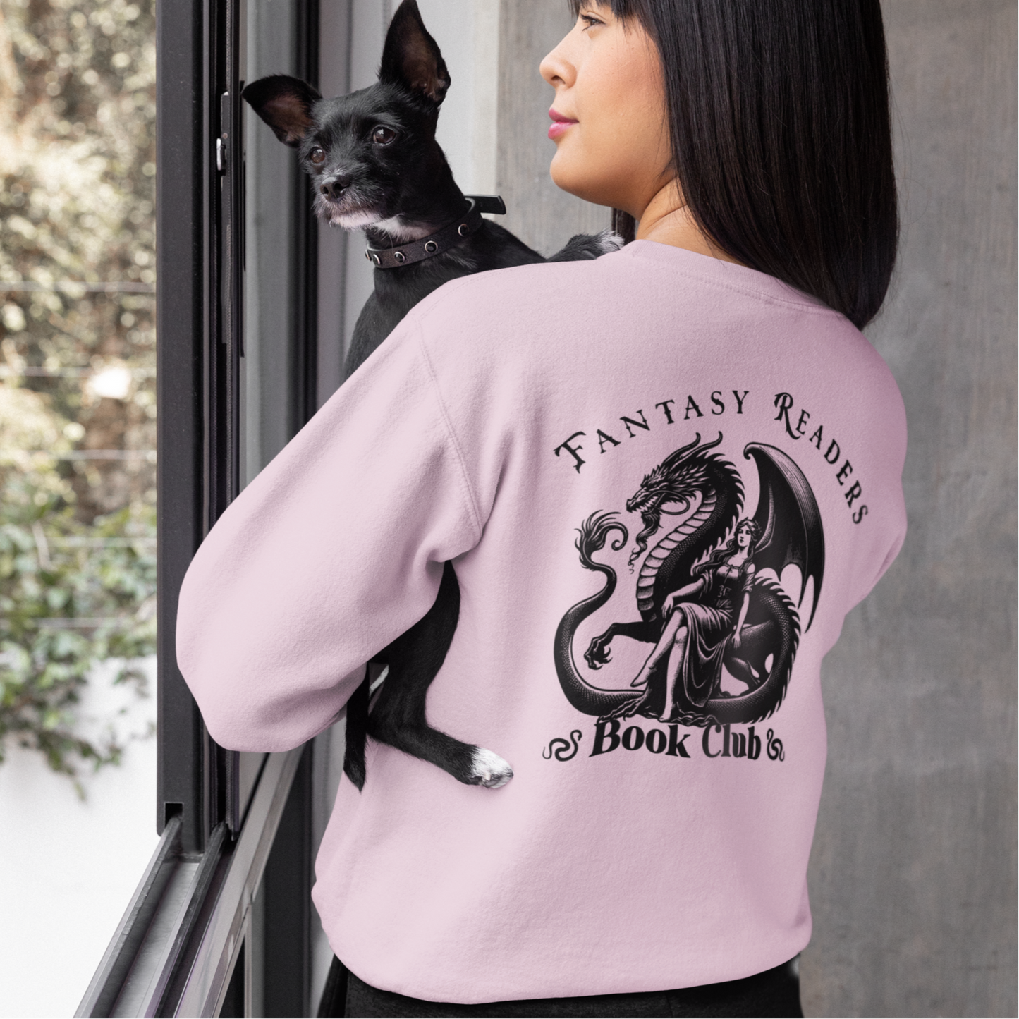 Fantasy Readers Book Club Dragon Front & Back Print Sweatshirt