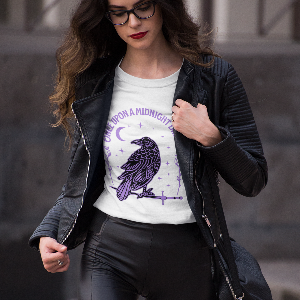 Edgar Allen Poe Raven Night T-Shirt — "Once Upon a Midnight Dreary" Gothic Poetry Tee