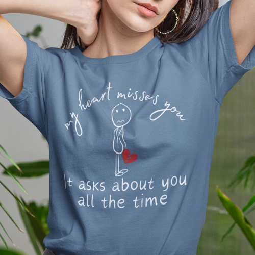 "My Heart Misses You" — Sad Stick Figure Grief Tee