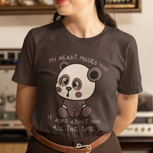 My Heart Misses You Adorable Bear Graphic Grief T-Shirt