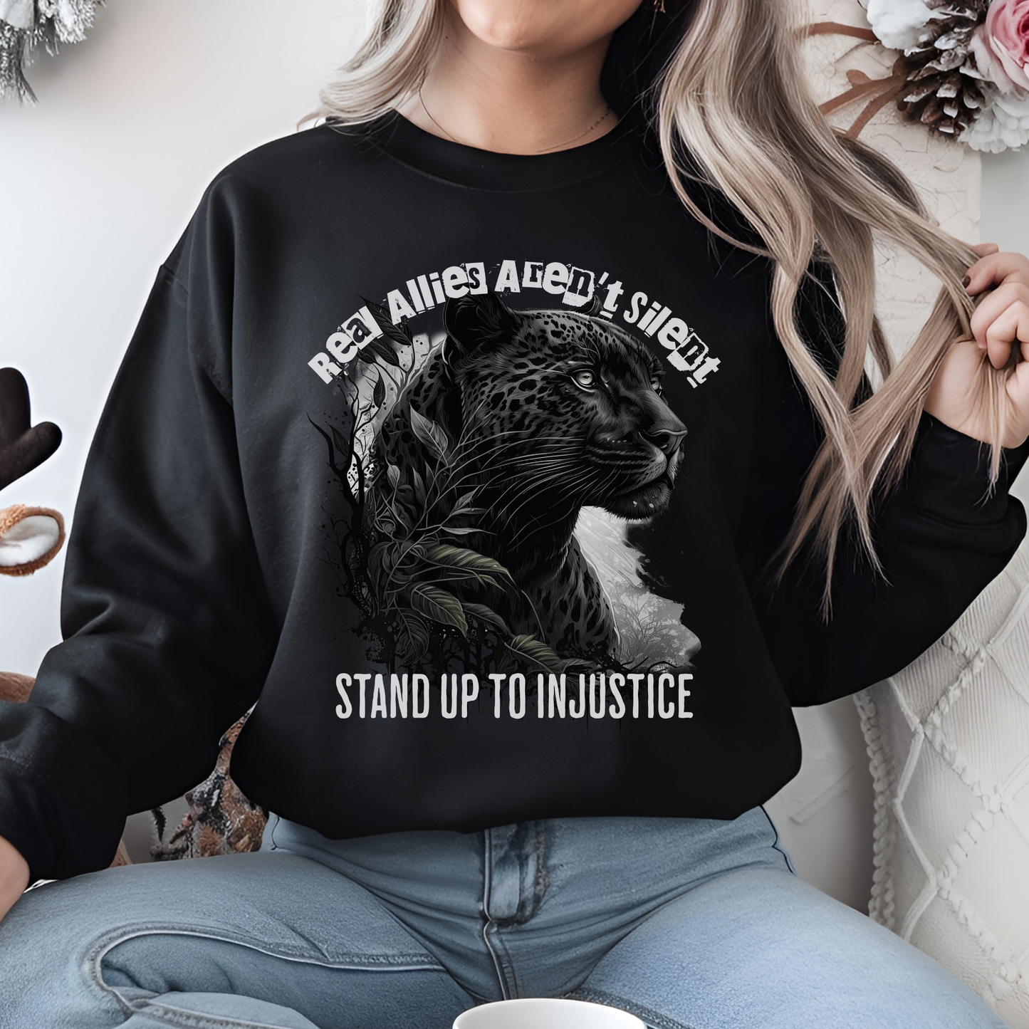 Real Allies Aren't Silent Panther Graphic Sweatshirt