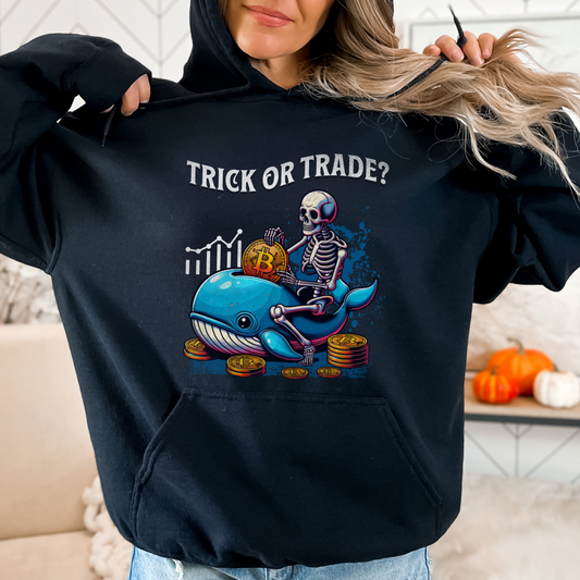 Crypto Halloween Trick or Trade Skeleton Whale Hoodie