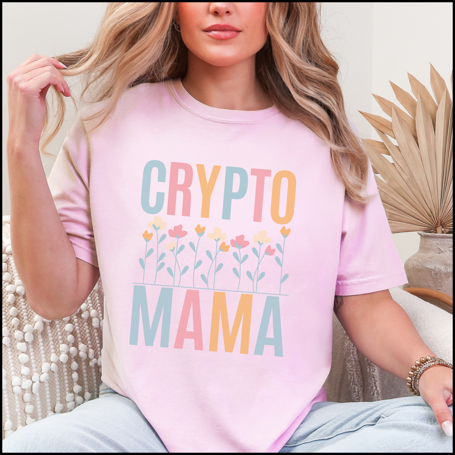 Crypto Mama Floral T-Shirt, Mother-to-be Gift, Maternity-Friendly Top