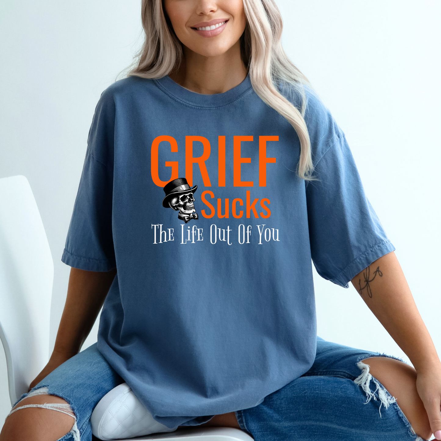 Grief Sucks Skull and Top Hat T-Shirt