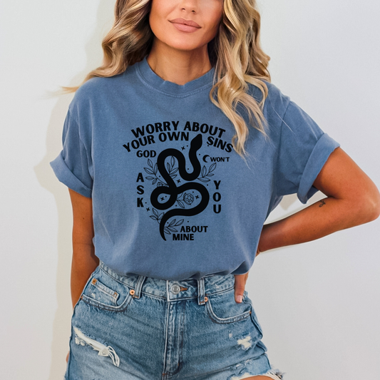 Worry About Your Own Sins Snake Tee