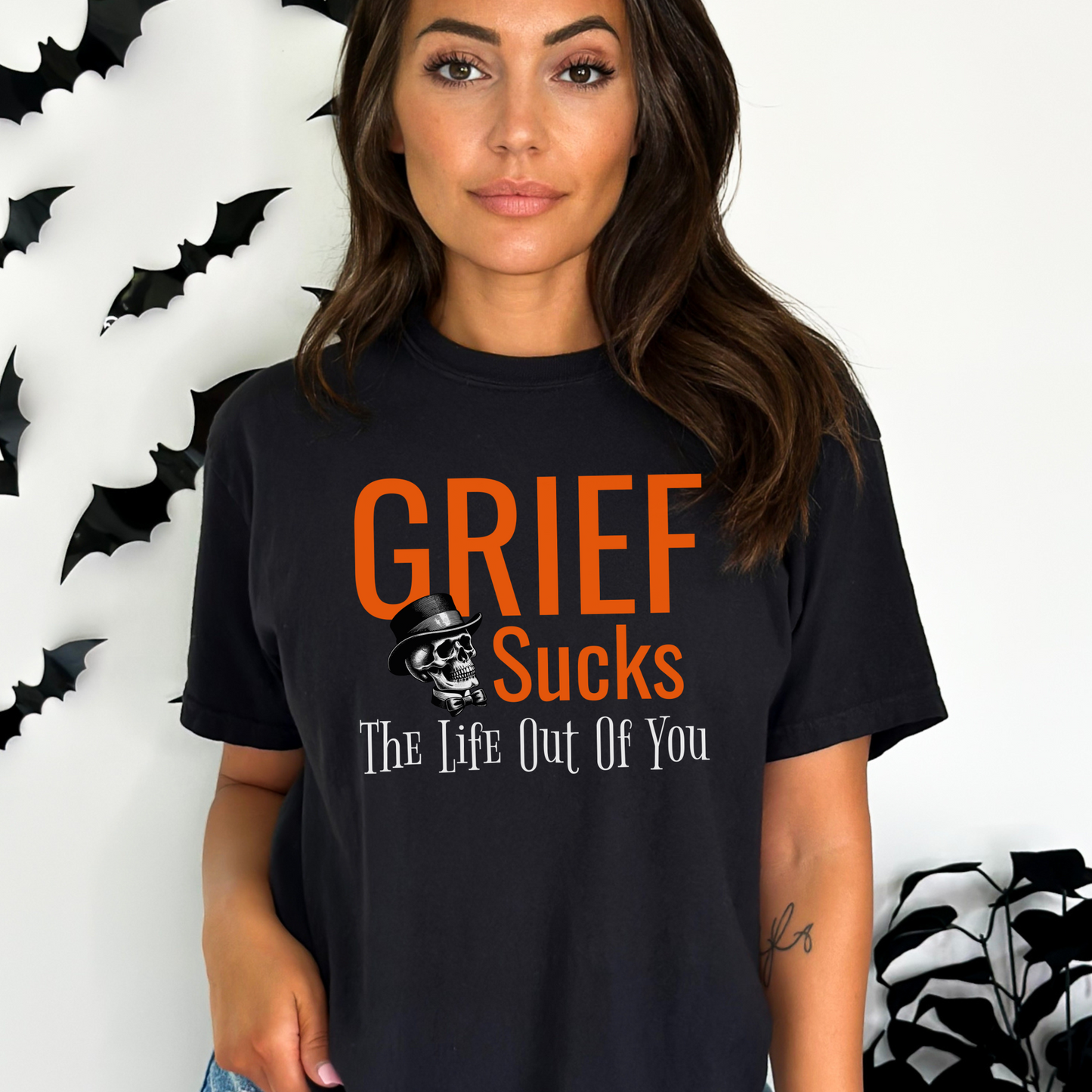 Grief Sucks Skull and Top Hat T-Shirt