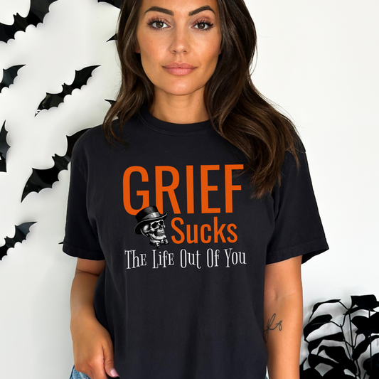 Grief Sucks Skull and Top Hat T-Shirt