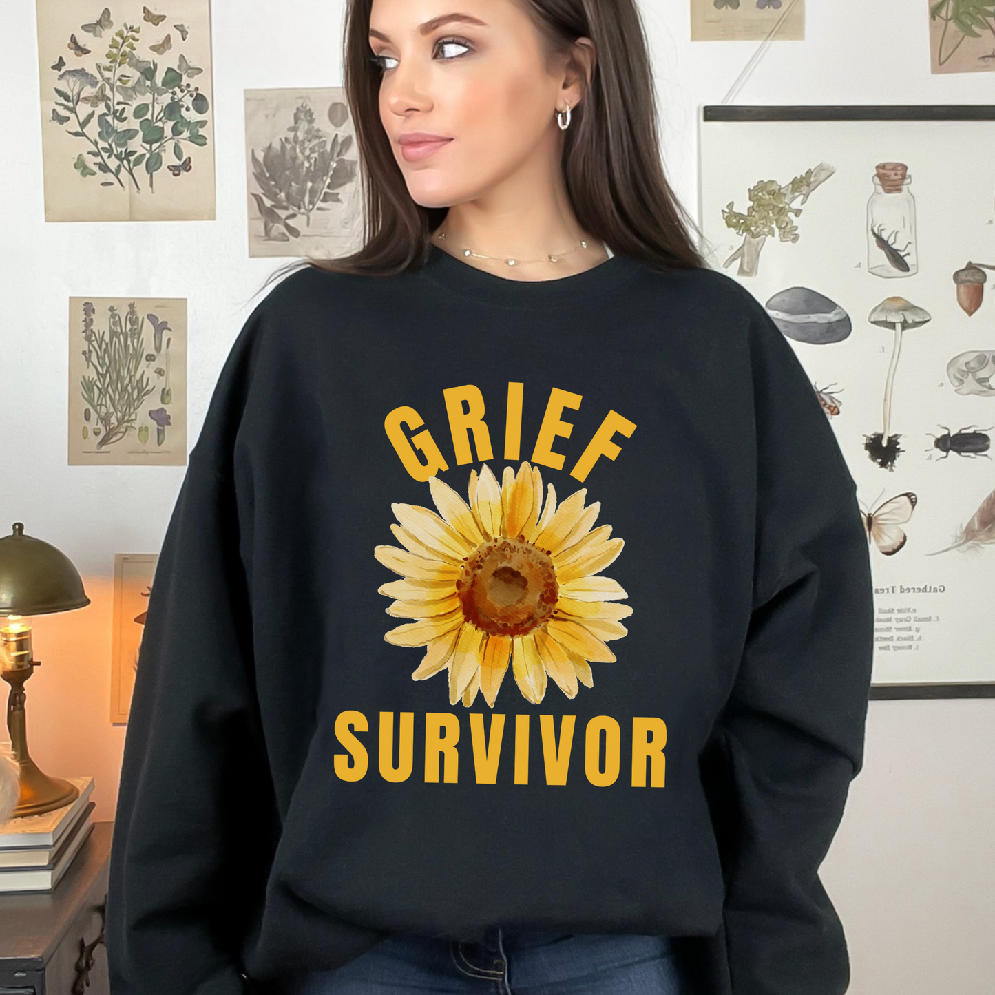 Sunflower Grief Survivor Crewneck Sweatshirt
