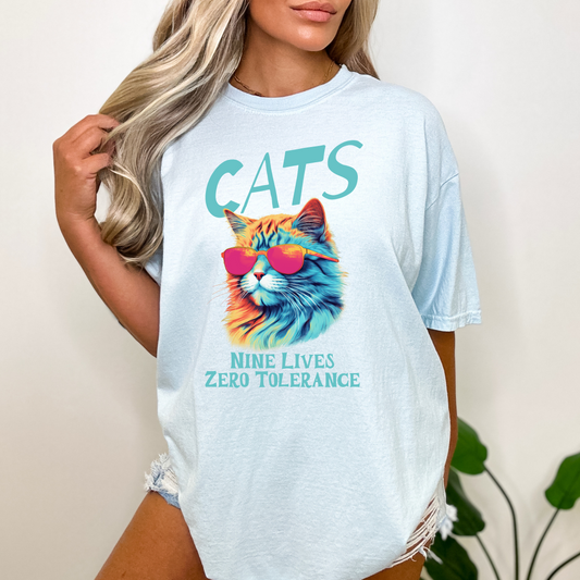 Cats Nine Lives Zero Tolerance Colorful T-Shirt