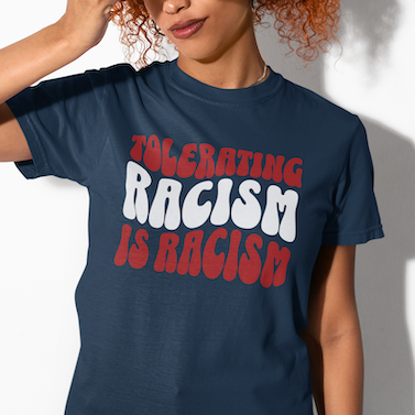 Tolerating Racism Is Racism Stacked Retro Graphic Comfort Colors T-Shirt