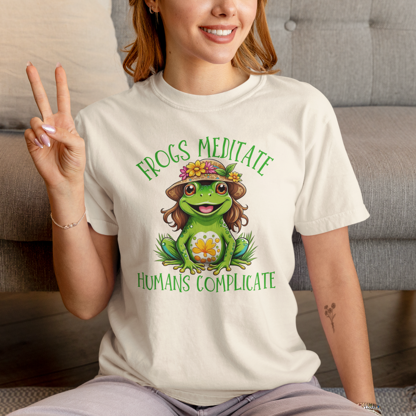 Frogs Meditate Humans Complicate T-Shirt