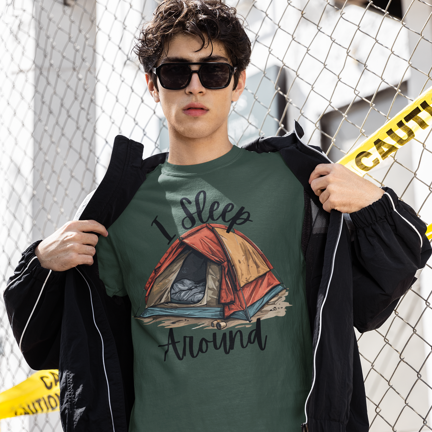 I Sleep Around Funny Camping T-Shirt