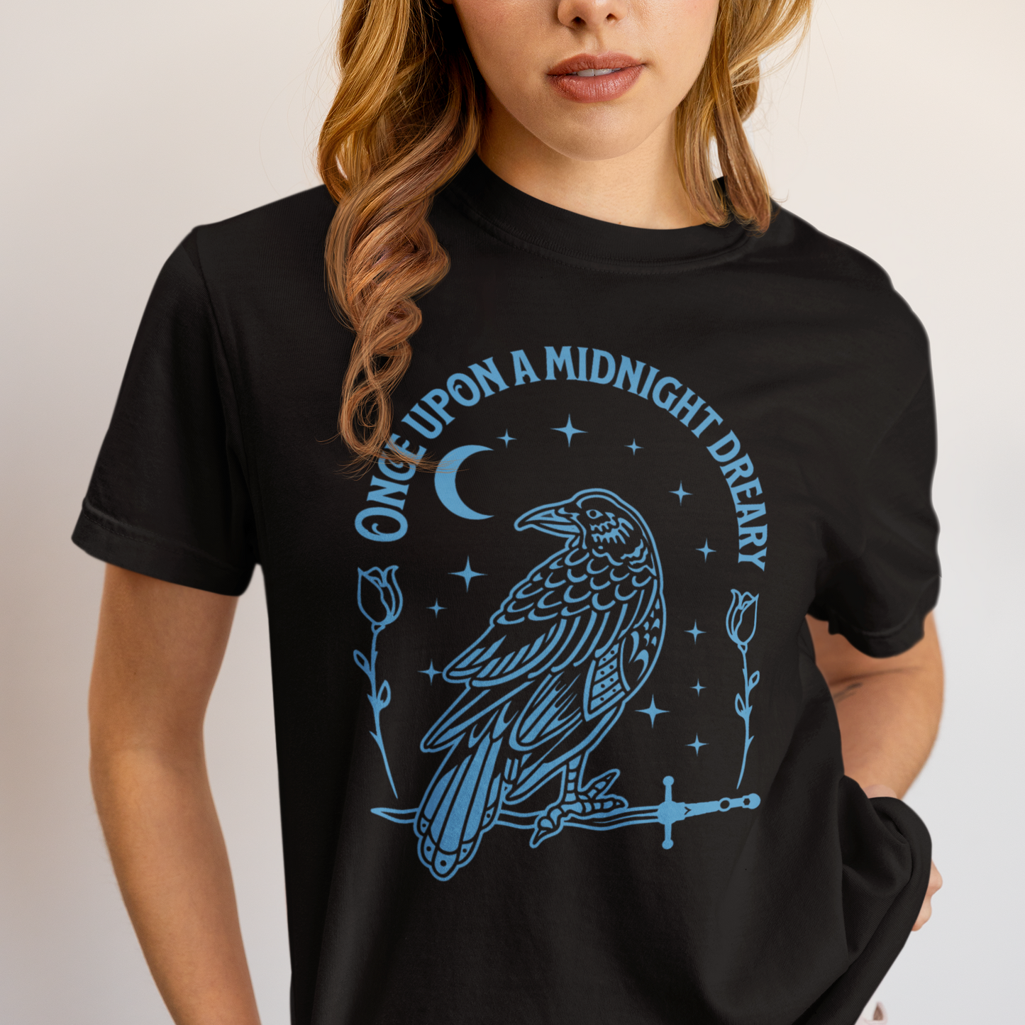 Edgar Allen Poe Raven Night T-Shirt — "Once Upon a Midnight Dreary" Gothic Poetry Tee