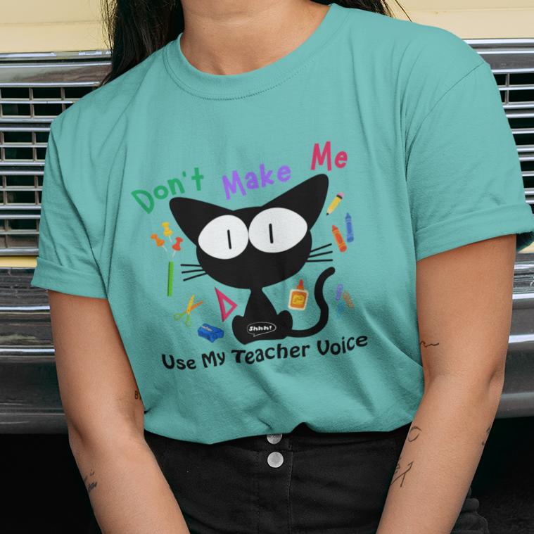 Funny Teacher Quote with Cat Graphic T-shirt, Gift for Aide, Elementary School Casual Friday Tee
