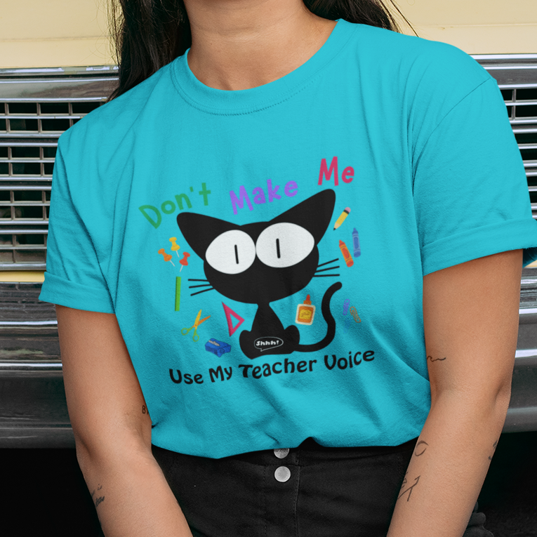 Funny Teacher Quote with Cat Graphic T-shirt, Gift for Aide, Elementary School Casual Friday Tee