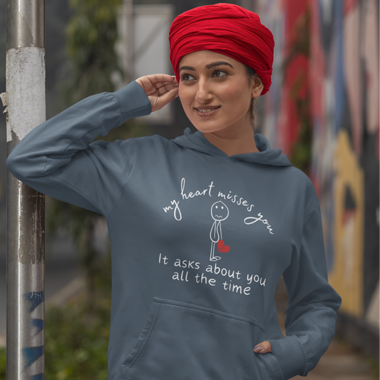 My Heart Misses You Stick Figure Hoodie