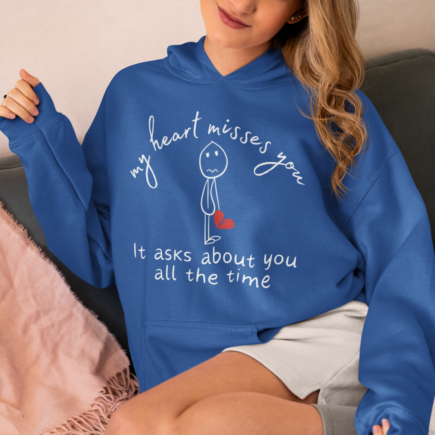 My Heart Misses You Stick Figure Hoodie