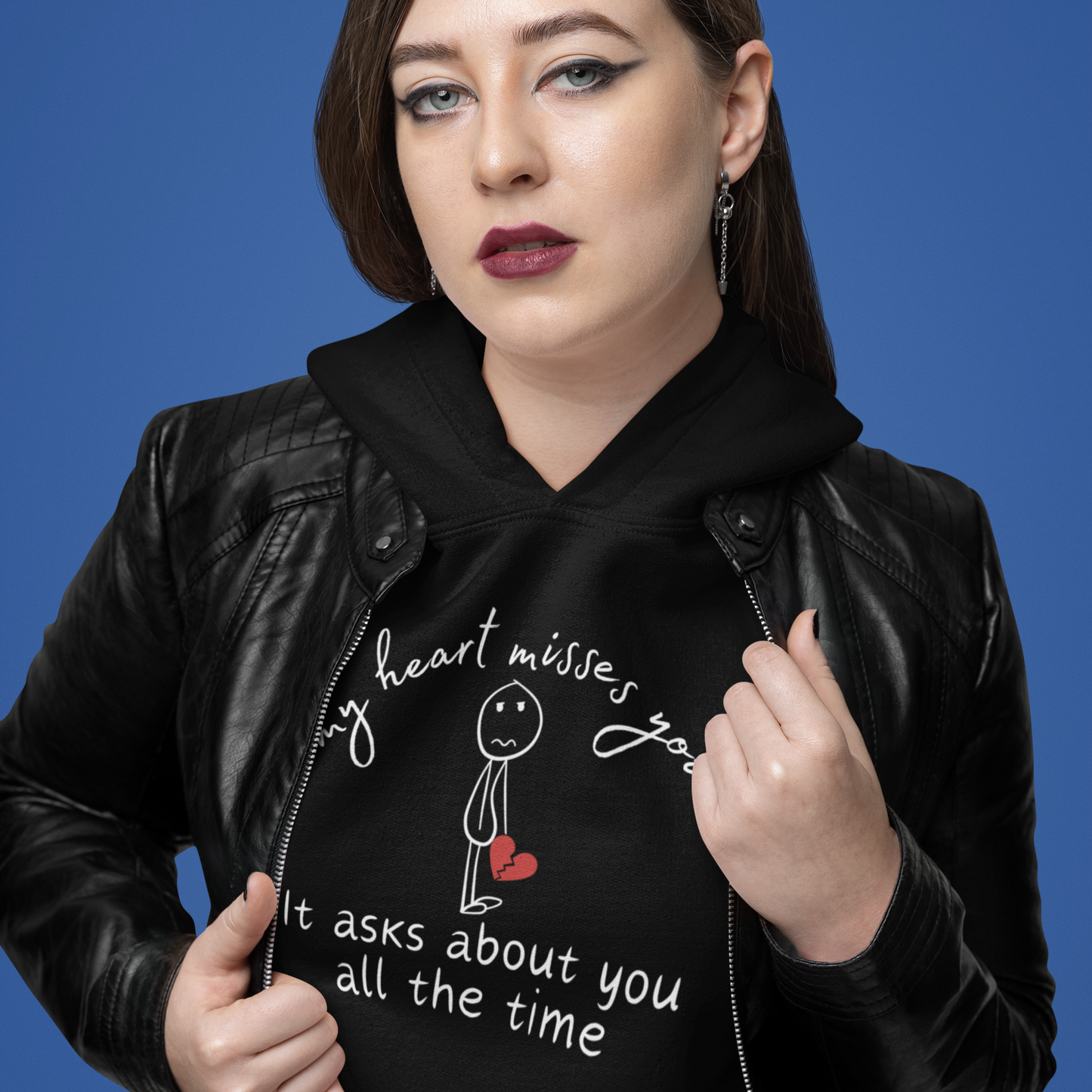 My Heart Misses You Stick Figure Hoodie