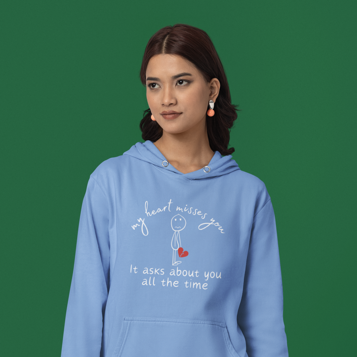 My Heart Misses You Stick Figure Hoodie