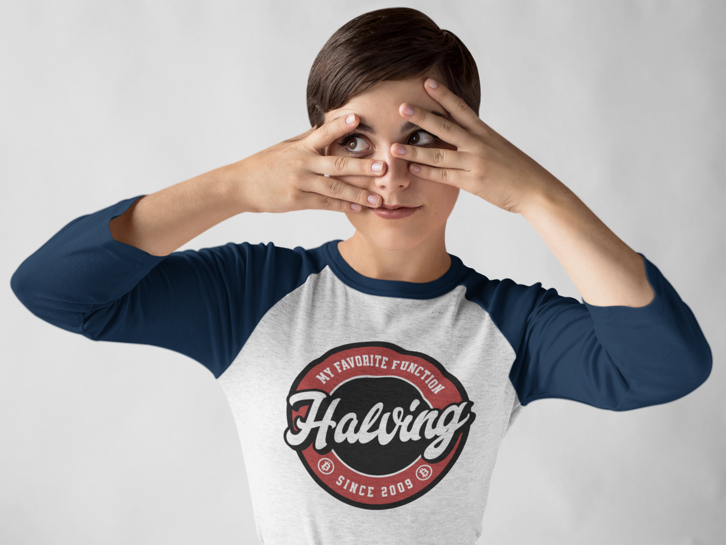 Halving is My Favorite Function Crypto Three-Quarter Sleeve Raglan Shirt Bitcoin Design