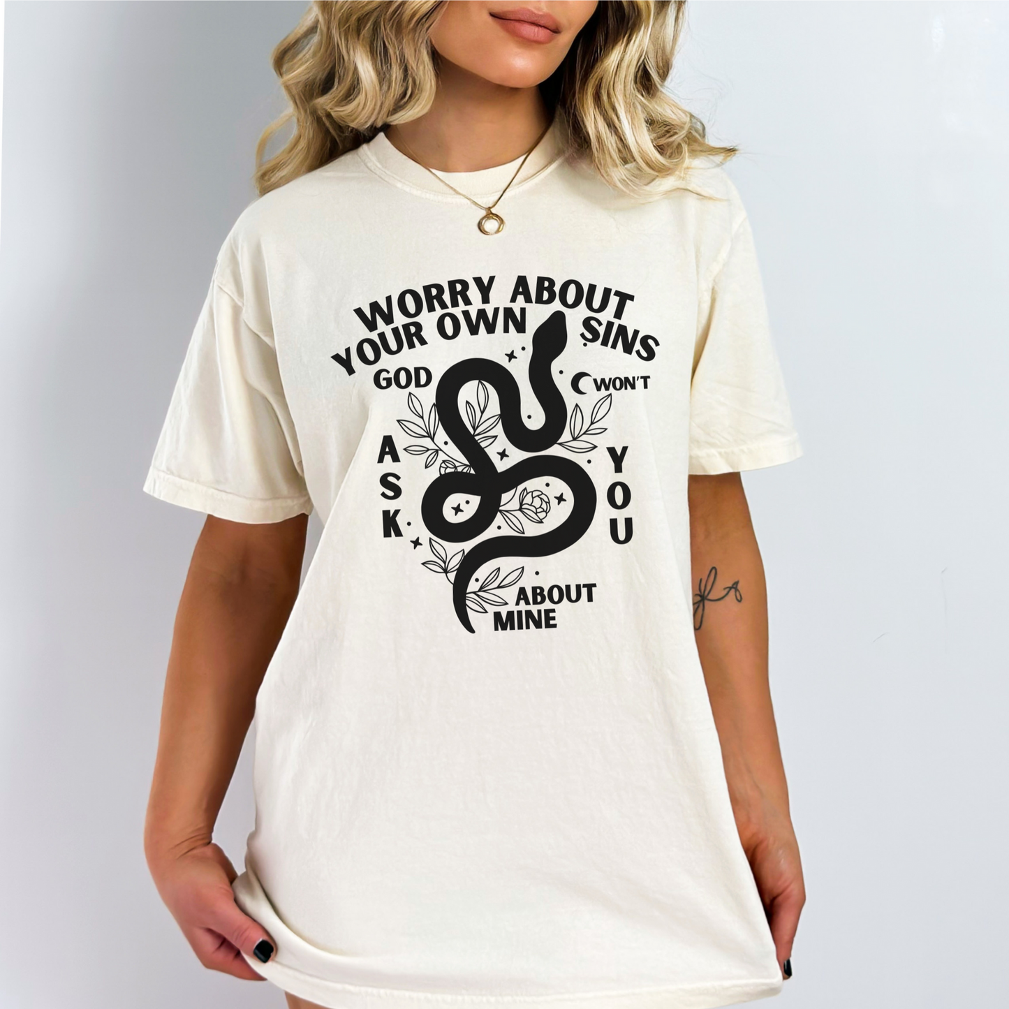 Worry About Your Own Sins Spiritual No Judgement Tee