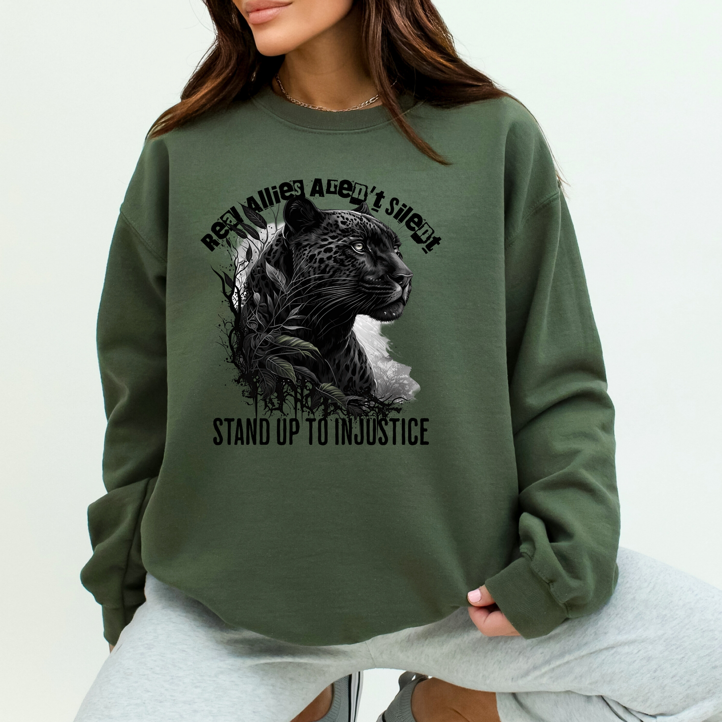 Real Allies Aren't Silent Panther Graphic Sweatshirt