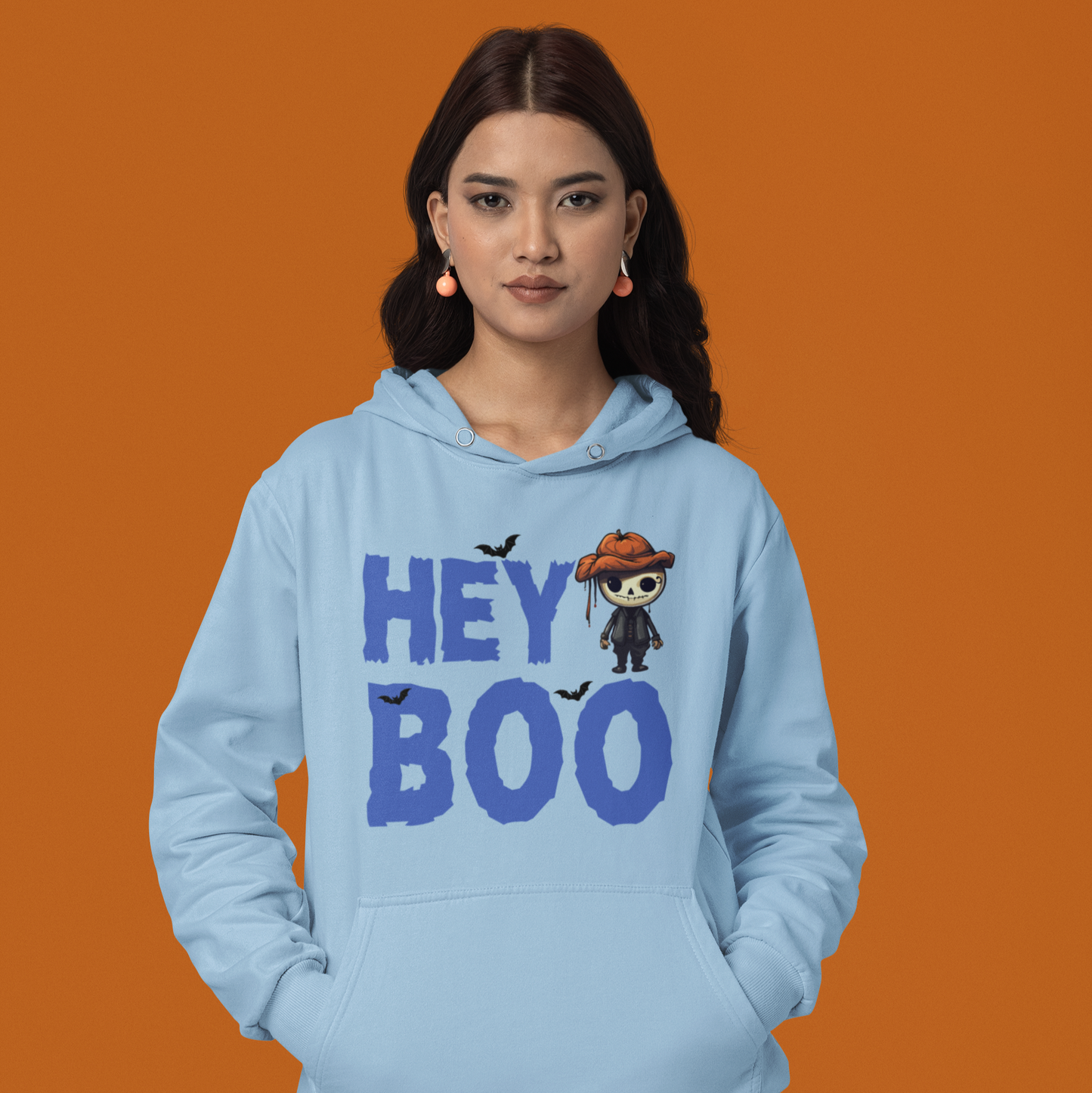 Hey Boo Cozy Adorable Skeleton Halloween Hooded Sweatshirt