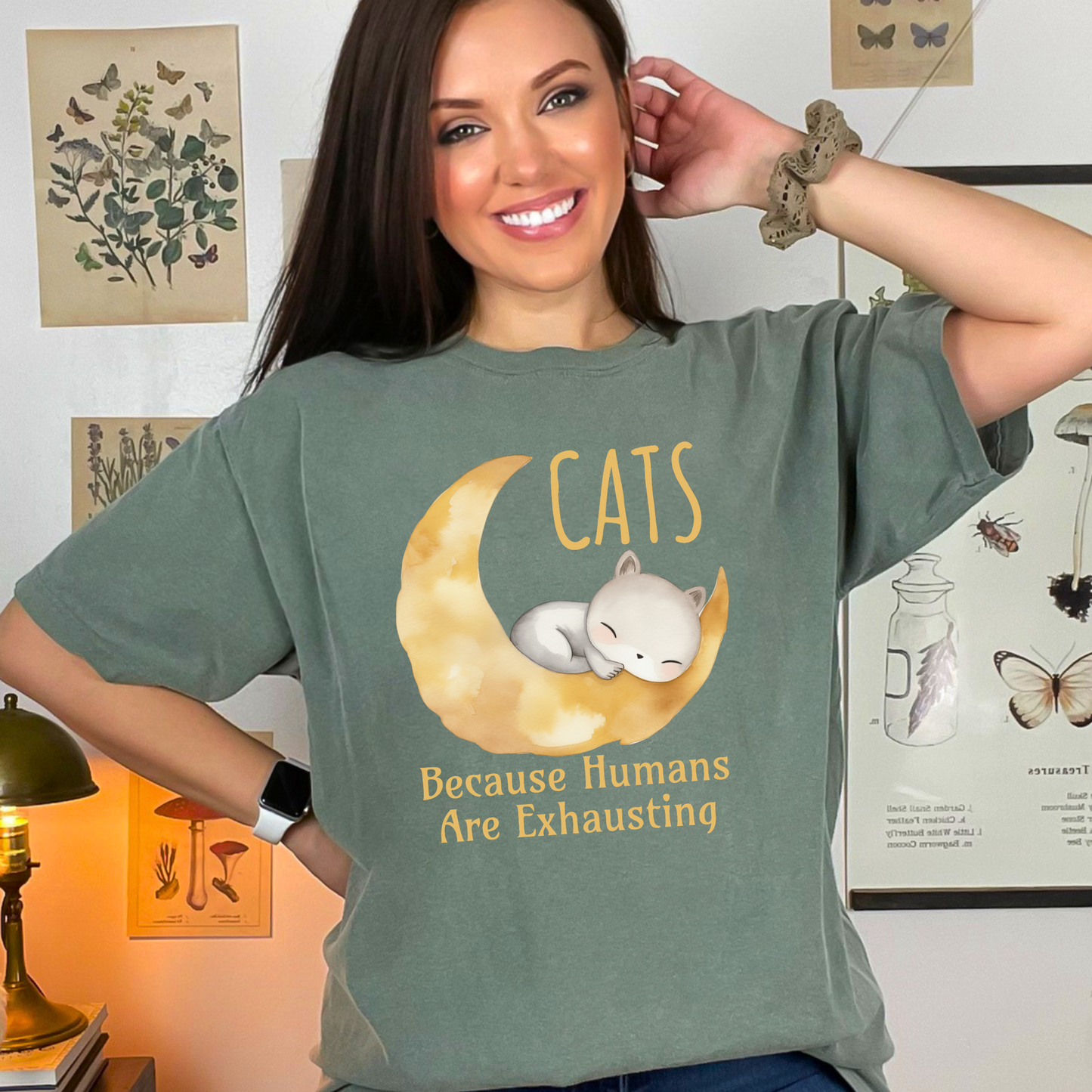 Cats. Because Humans Are Exhausting Comfort Colors T-Shirt