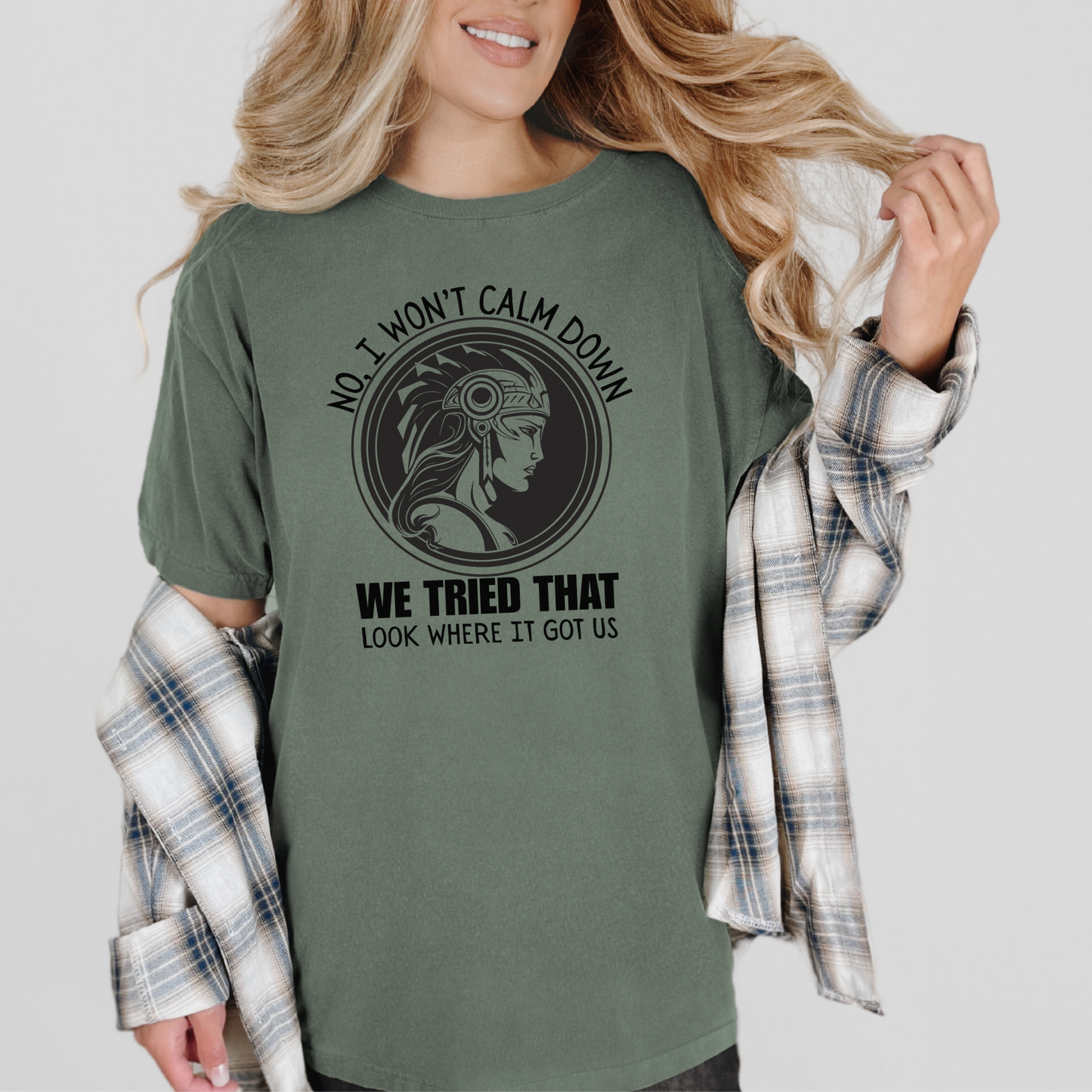 Activist No I won't calm Down Athena Goddess of War Graphic T-shirt