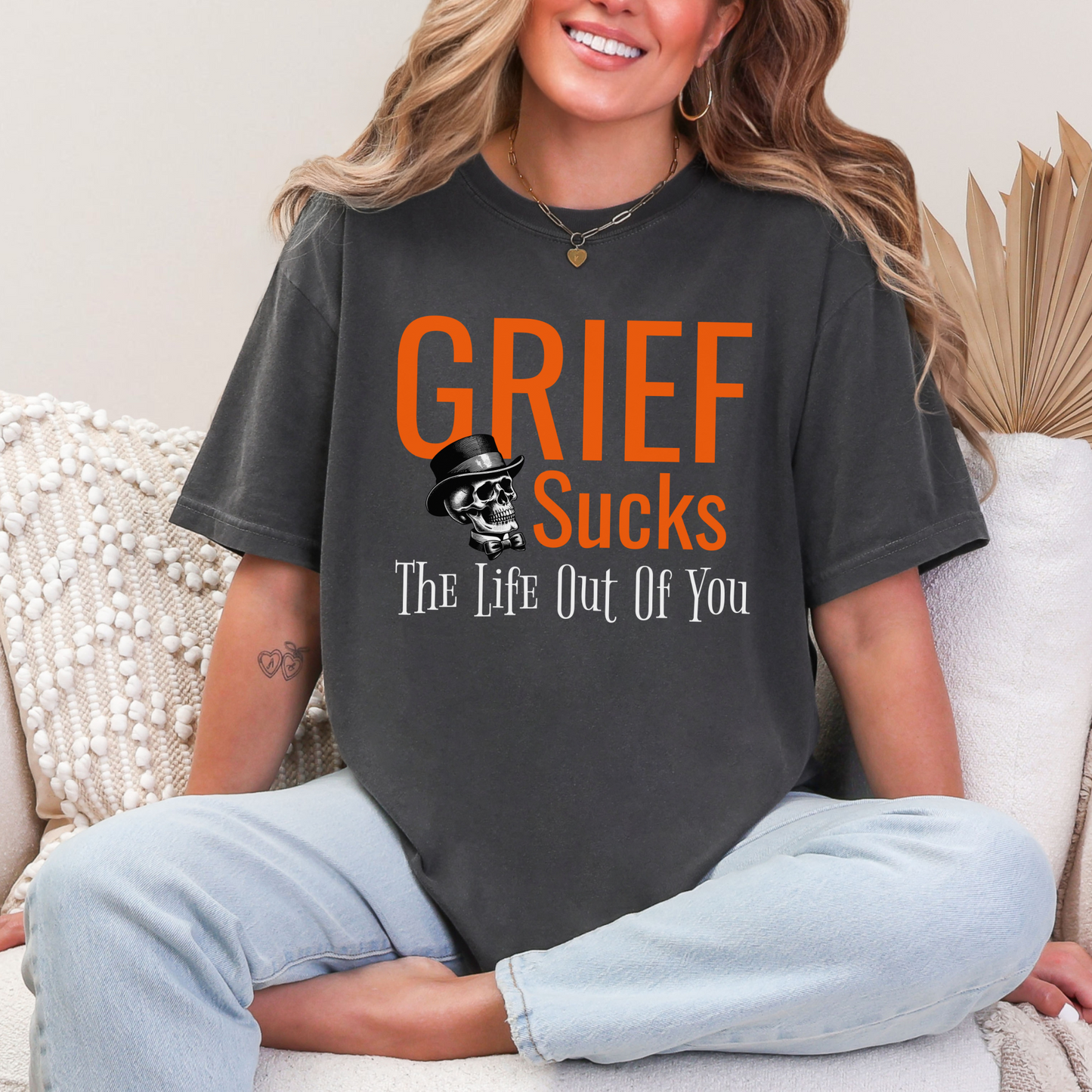 Grief Sucks Skull and Top Hat T-Shirt
