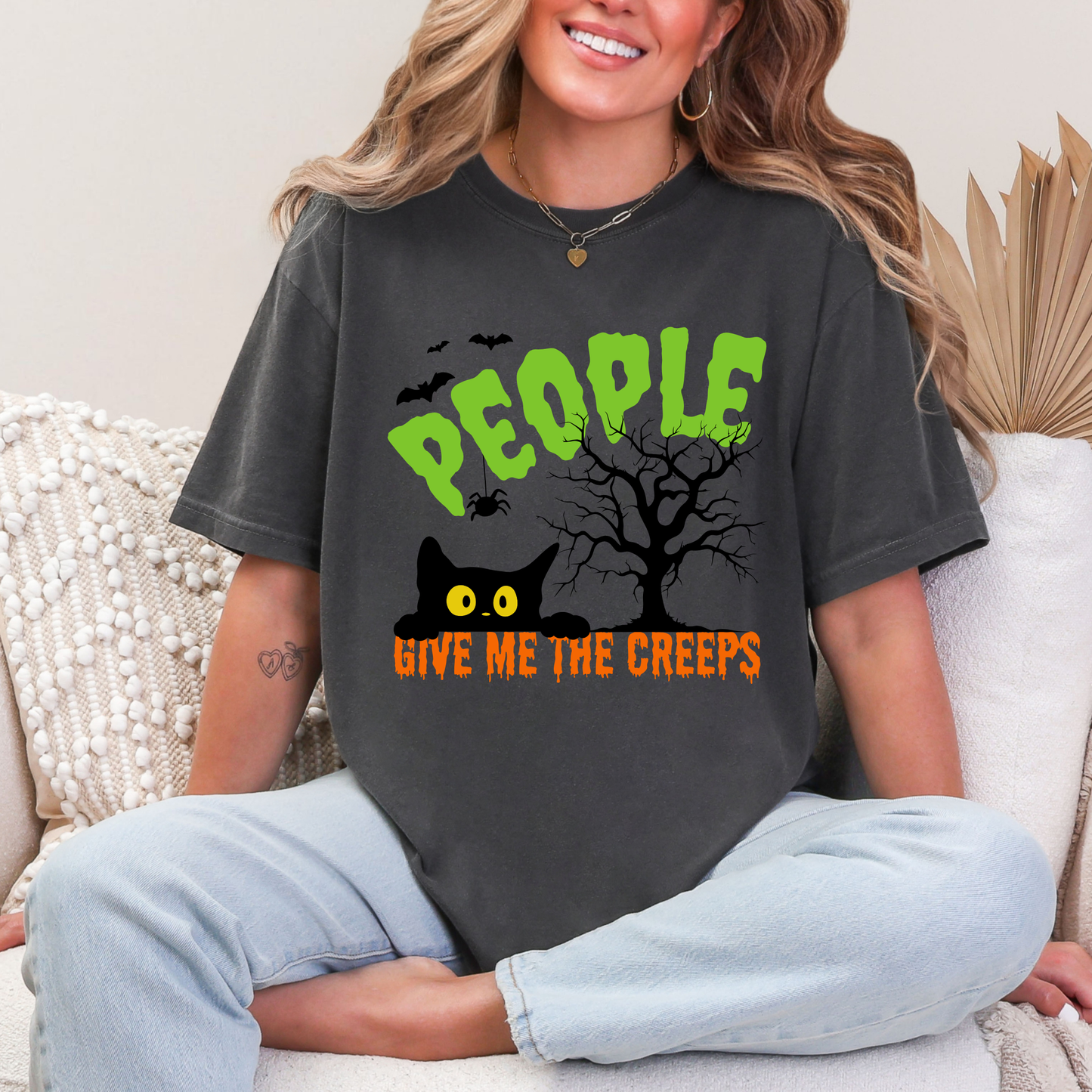 People Give Me The Creeps Halloween Themed Comfort Colors T-Shirt