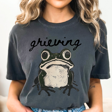 "Grieving" — Sad Frog Comfort Colors Tee