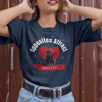 Dog & Cat T-Shirt — "Opposites Attract (Mostly)" Pet Lover Tee