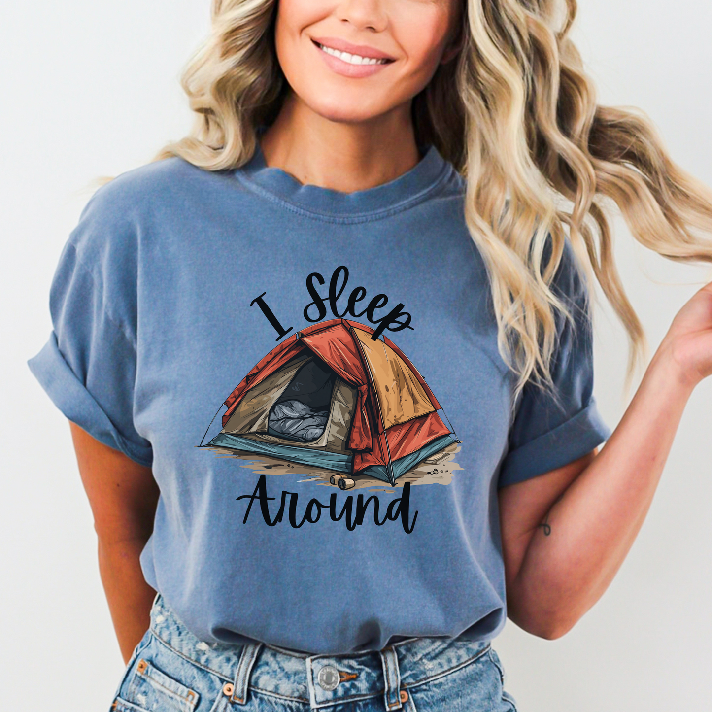 I Sleep Around Funny Camping T-Shirt