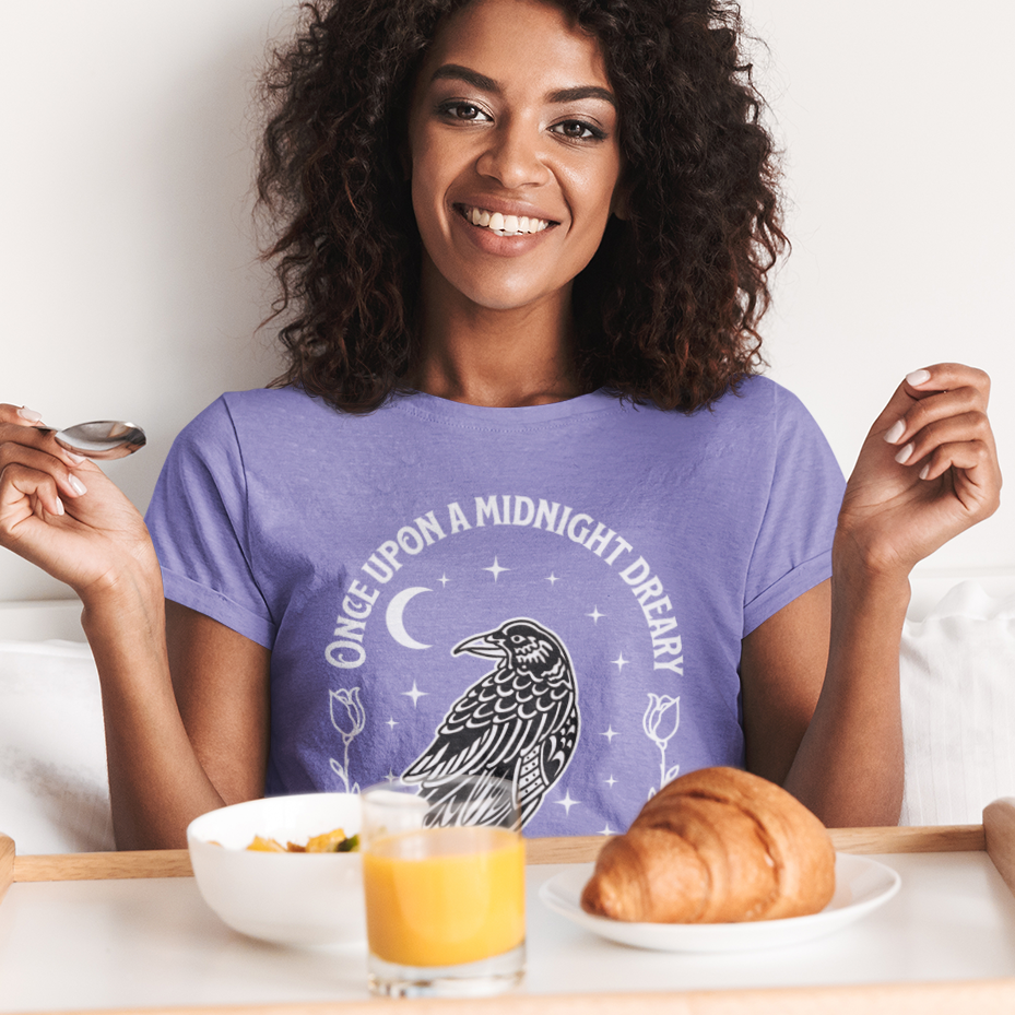 Edgar Allen Poe Raven Night T-Shirt — "Once Upon a Midnight Dreary" Gothic Poetry Tee