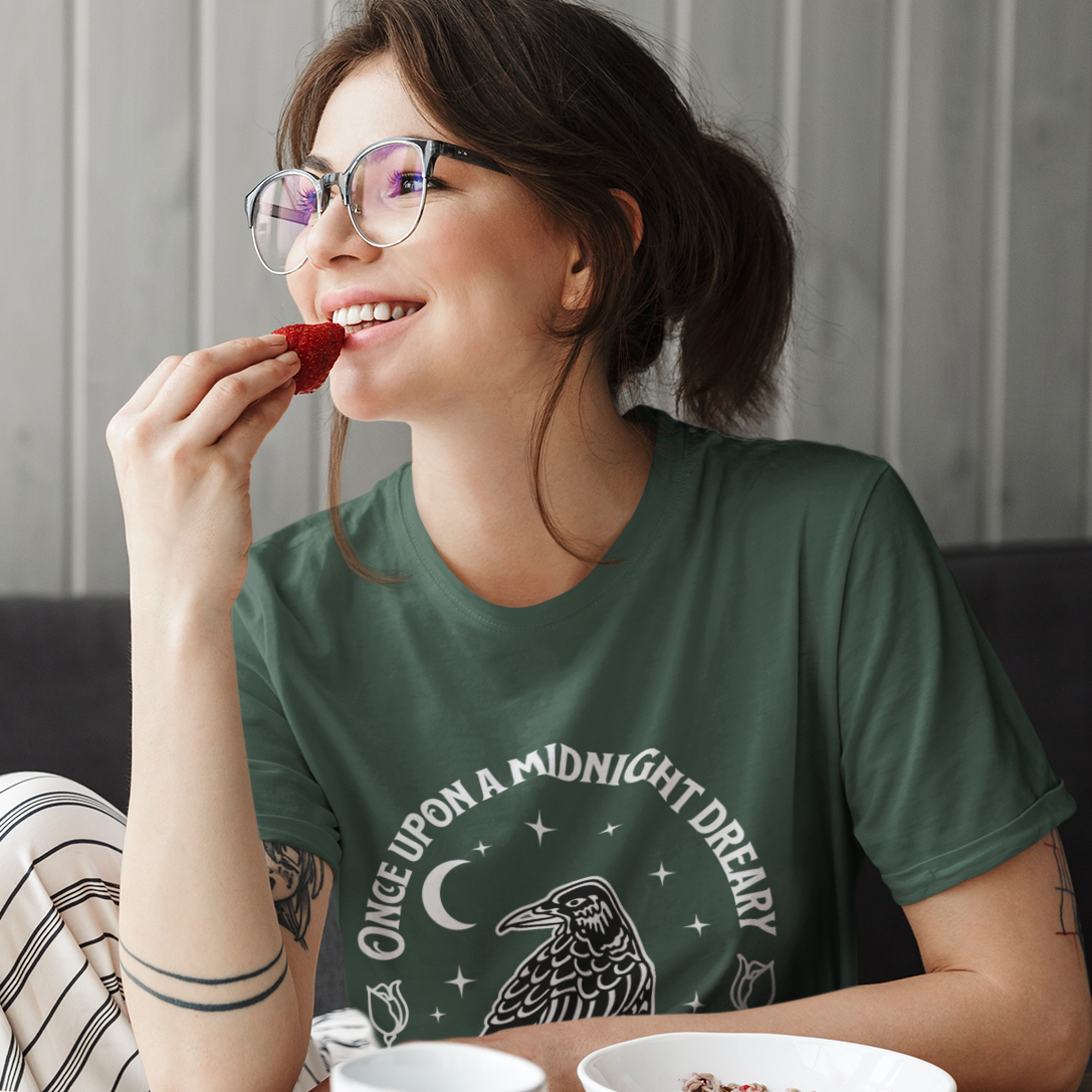 Edgar Allen Poe Raven Night T-Shirt — "Once Upon a Midnight Dreary" Gothic Poetry Tee