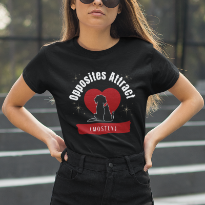 Dog & Cat T-Shirt — "Opposites Attract (Mostly)" Pet Lover Tee