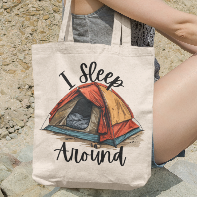 I Sleep Around Funny Camping Tote Bag