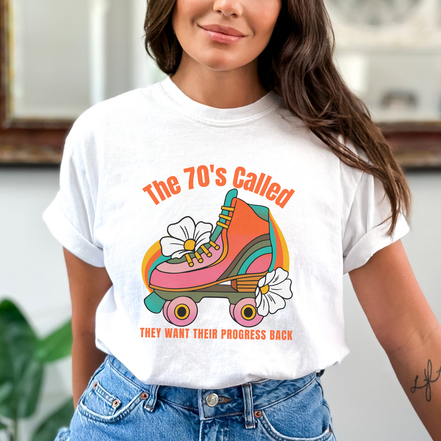 The 70's Called Retro Feminist Roller Skate Vintage Style T-Shirt