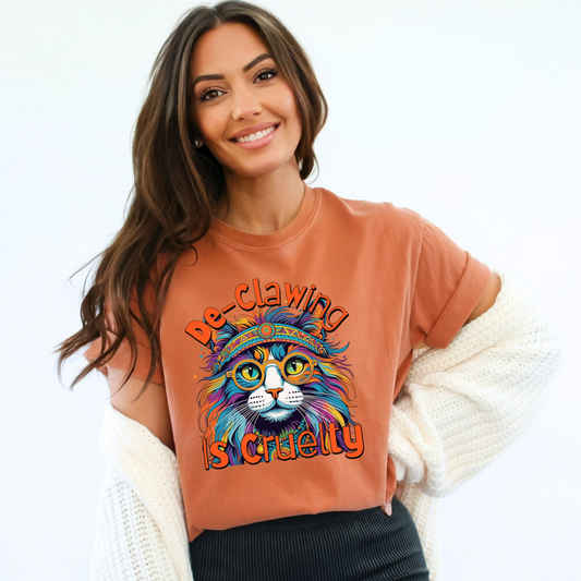 De-Clawing is Cruelty Colorful Cat Advocacy T-Shirt